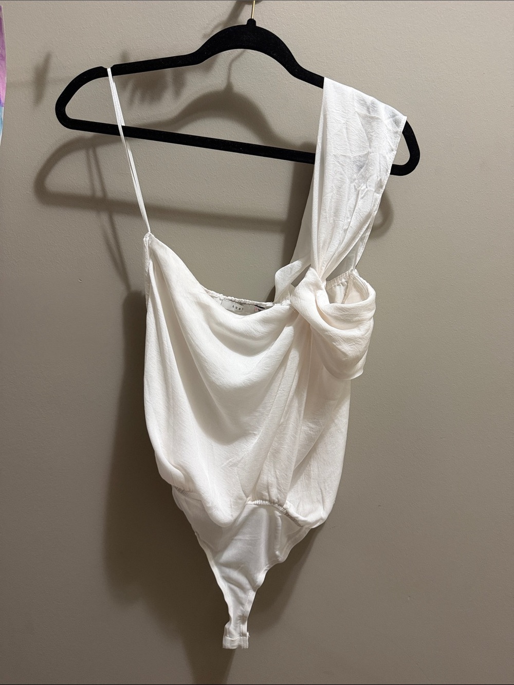 Lush White One-Shoulder Knot Bodysuit